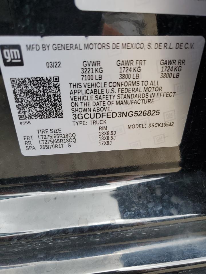 3GCUDFED3NG526825 2022 Chevrolet Silverado K1500 Lt Trail Boss