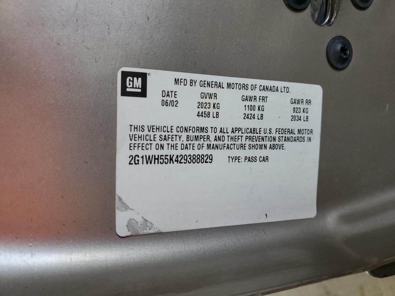 2G1WH55K429388829 2002 Chevrolet Impala Ls