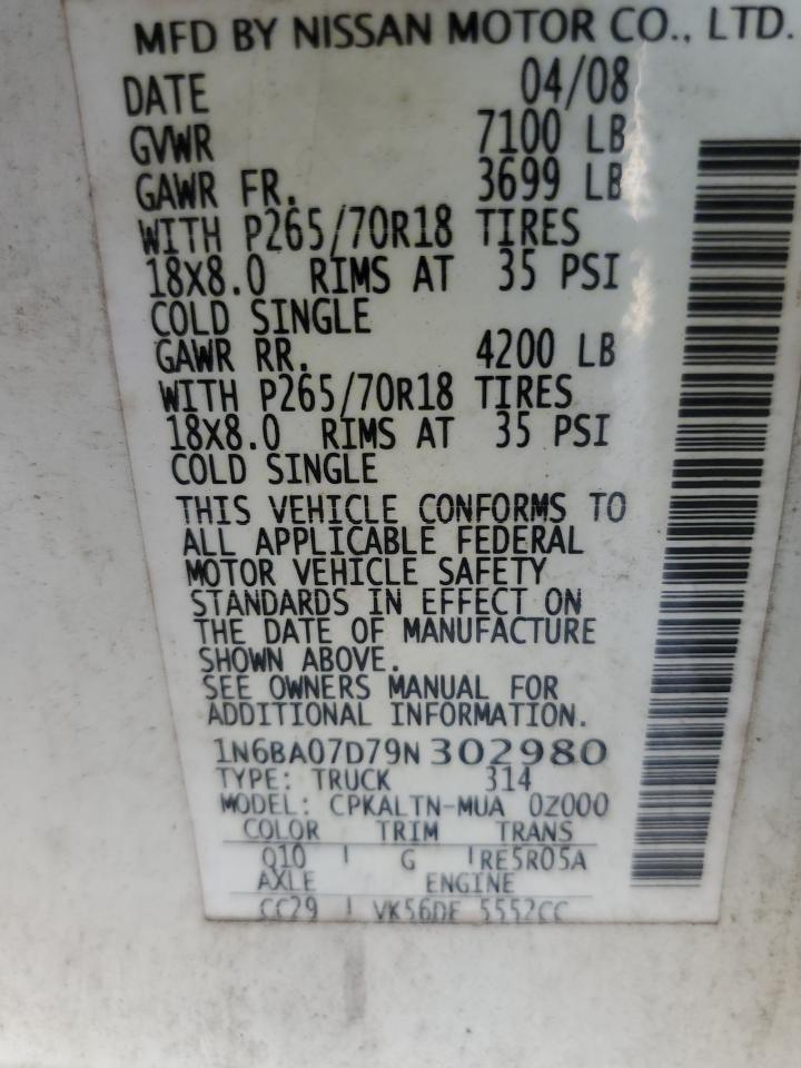 1N6BA07D79N302980 2009 Nissan Titan Xe