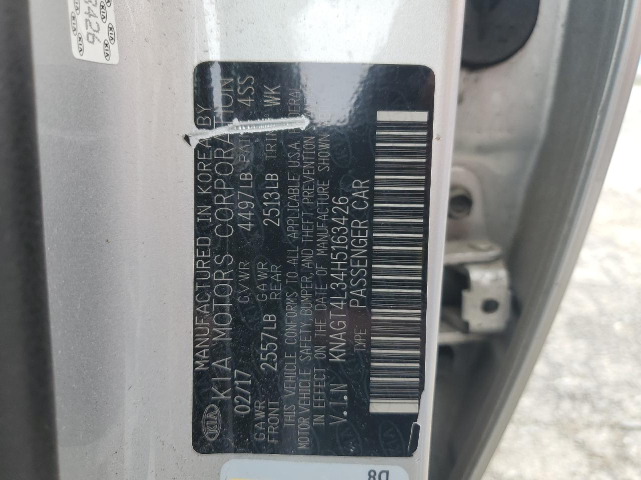 KNAGT4L34H5163426 2017 Kia Optima Lx