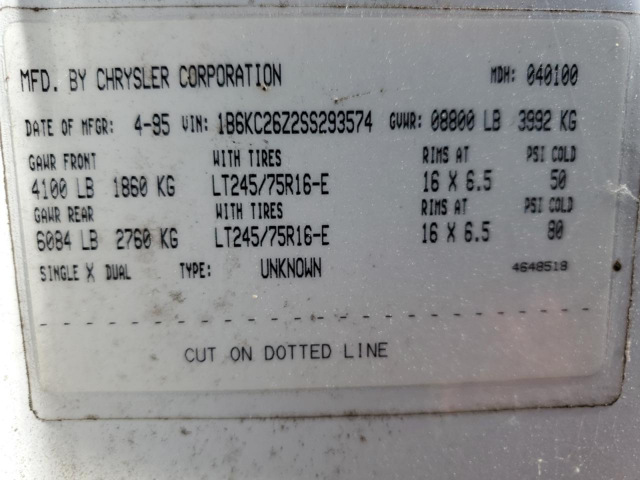 1B6KC26Z2SS293574 1995 Dodge Ram 2500