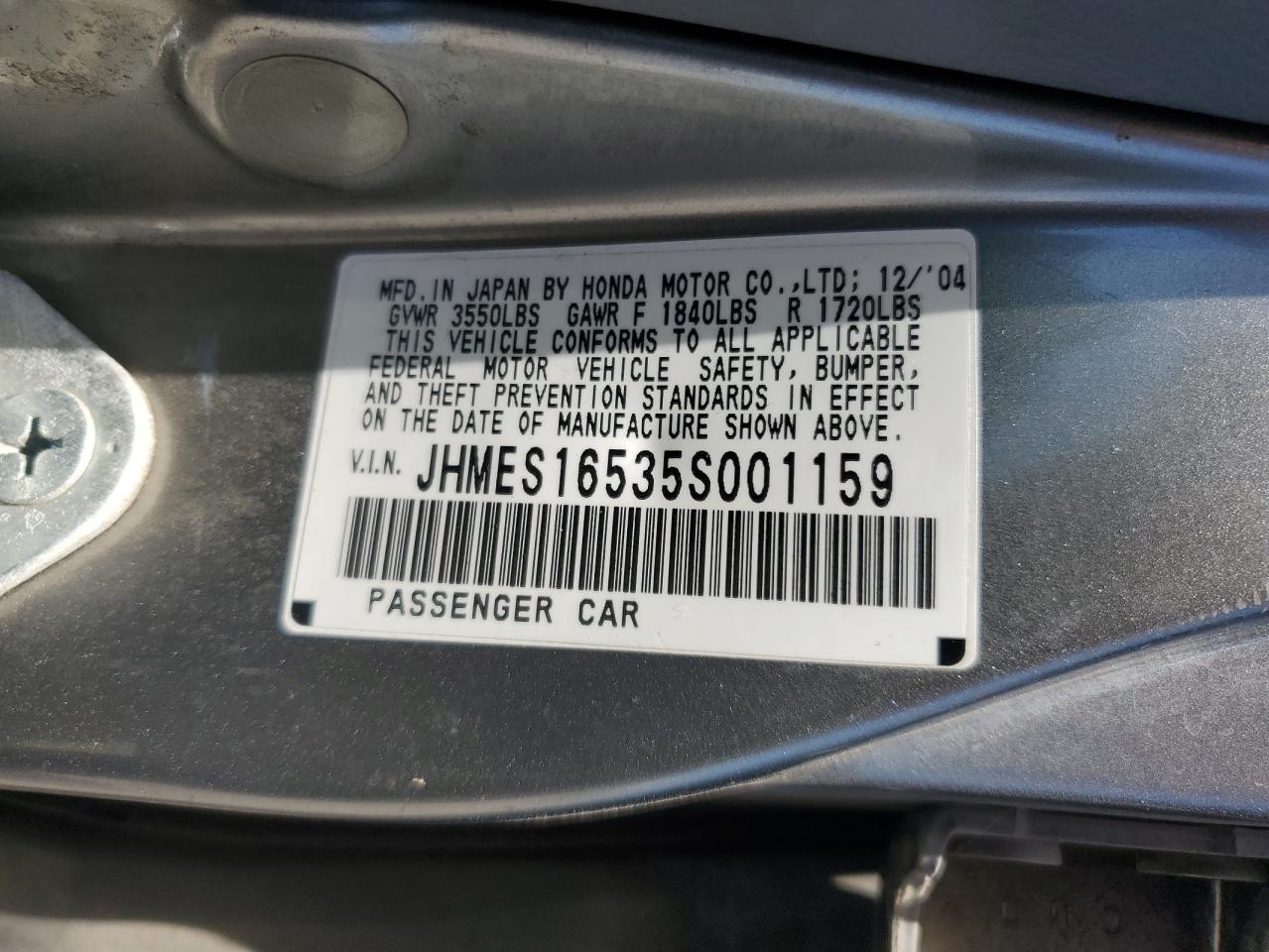 JHMES16535S001159 2005 Honda Civic Lx