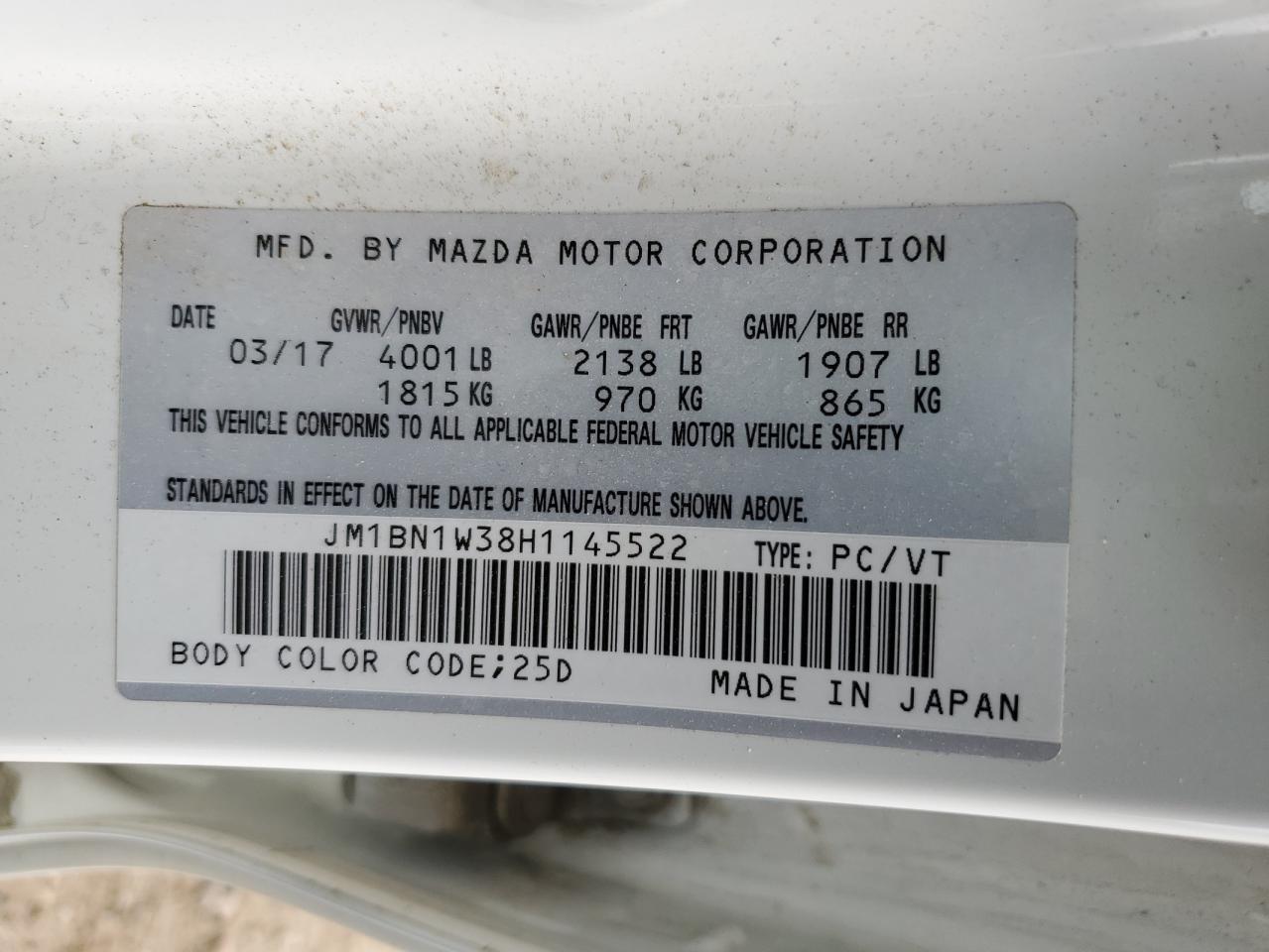 JM1BN1W38H1145522 2017 Mazda 3 Grand Touring