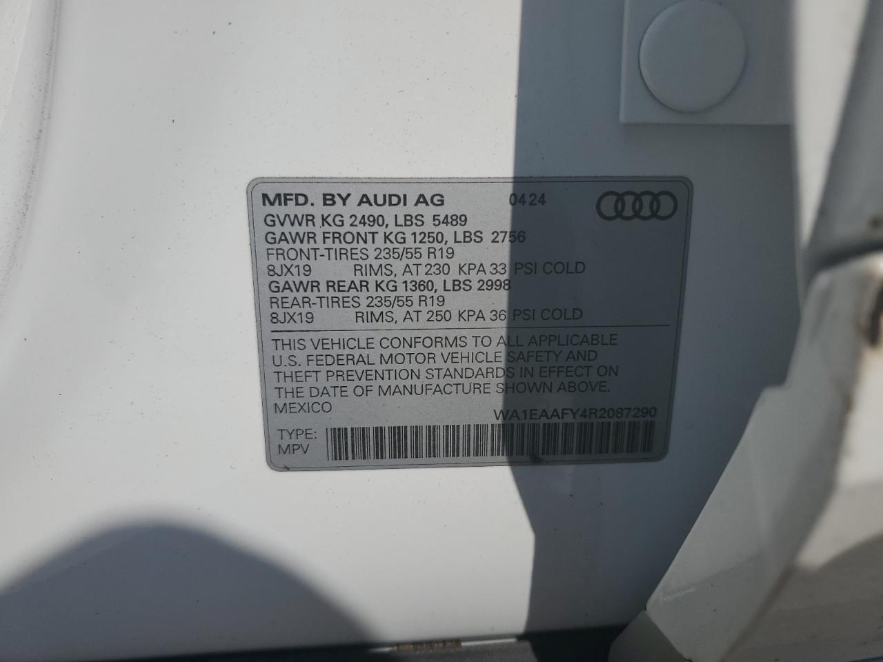 WA1EAAFY4R2087290 2024 Audi Q5 Premium Plus 45