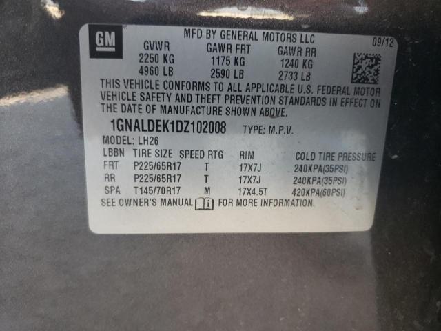 2013 Chevrolet Equinox Lt VIN: 1GNALDEK1DZ102008 Lot: 59158254