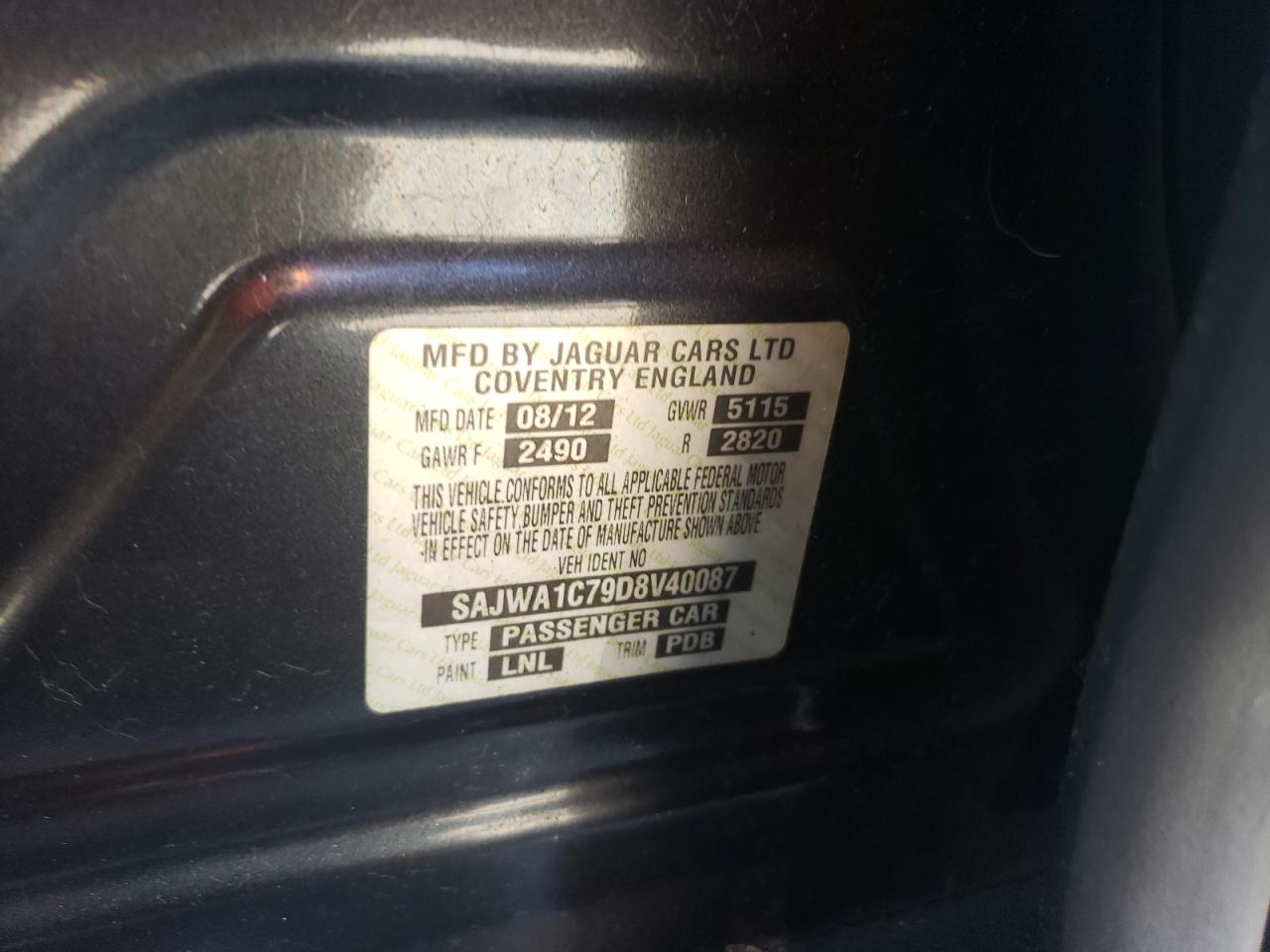 SAJWA1C79D8V40087 2013 Jaguar Xj