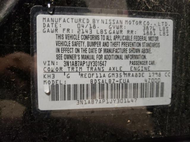 2018 Nissan Sentra S VIN: 3N1AB7AP1JY301647 Lot: 60092714