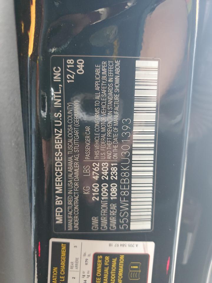 55SWF8EB8KU301393 2019 Mercedes-Benz C 300 4Matic