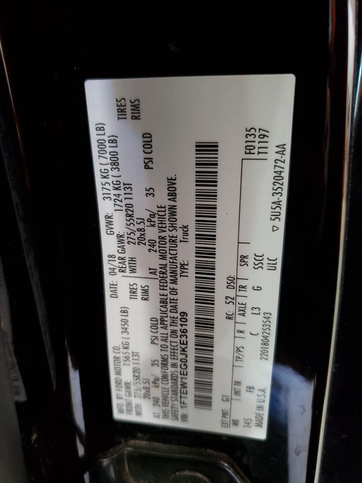 1FTEW1EG0JKE36109 2018 Ford F150 Supercrew 1FTEW1EG0JKE36109 2018 Ford F150 Supercrew