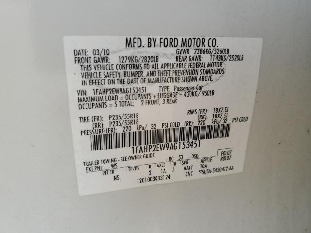 2010 Ford Taurus Sel VIN: 1FAHP2EW9AG153451 Lot: 57446624