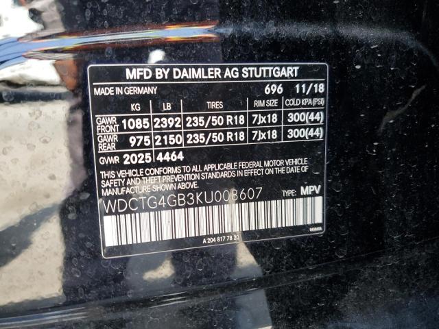 VIN WDCTG4GB3KU008607 2019 Mercedes-Benz GLA-Class,... no.13