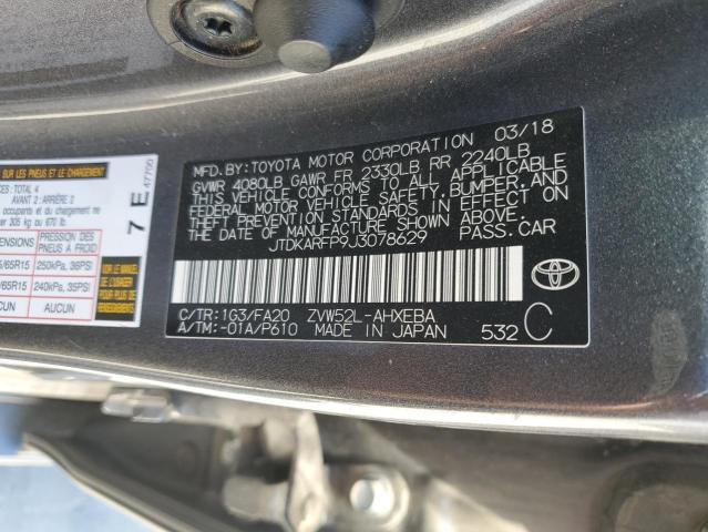 2018 Toyota Prius Prime VIN: JTDKARFP9J3078629 Lot: 60430134