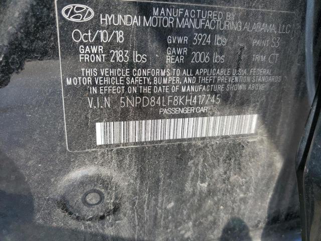 2019 Hyundai Elantra Sel VIN: 5NPD84LF8KH417745 Lot: 56496574