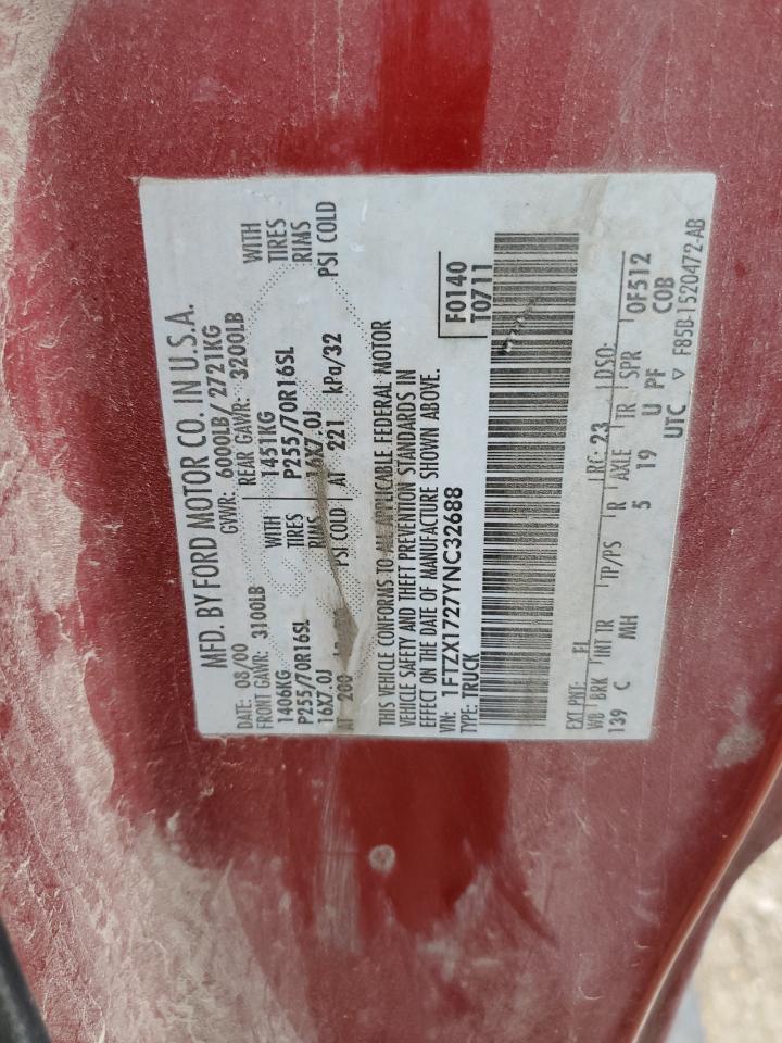 1FTZX1727YNC32688 2000 Ford F150