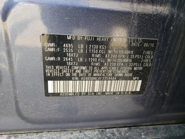 2015 Subaru Outback 2.5I Limited VIN: 4S4BSBNC4F3359484 Lot: 58484924