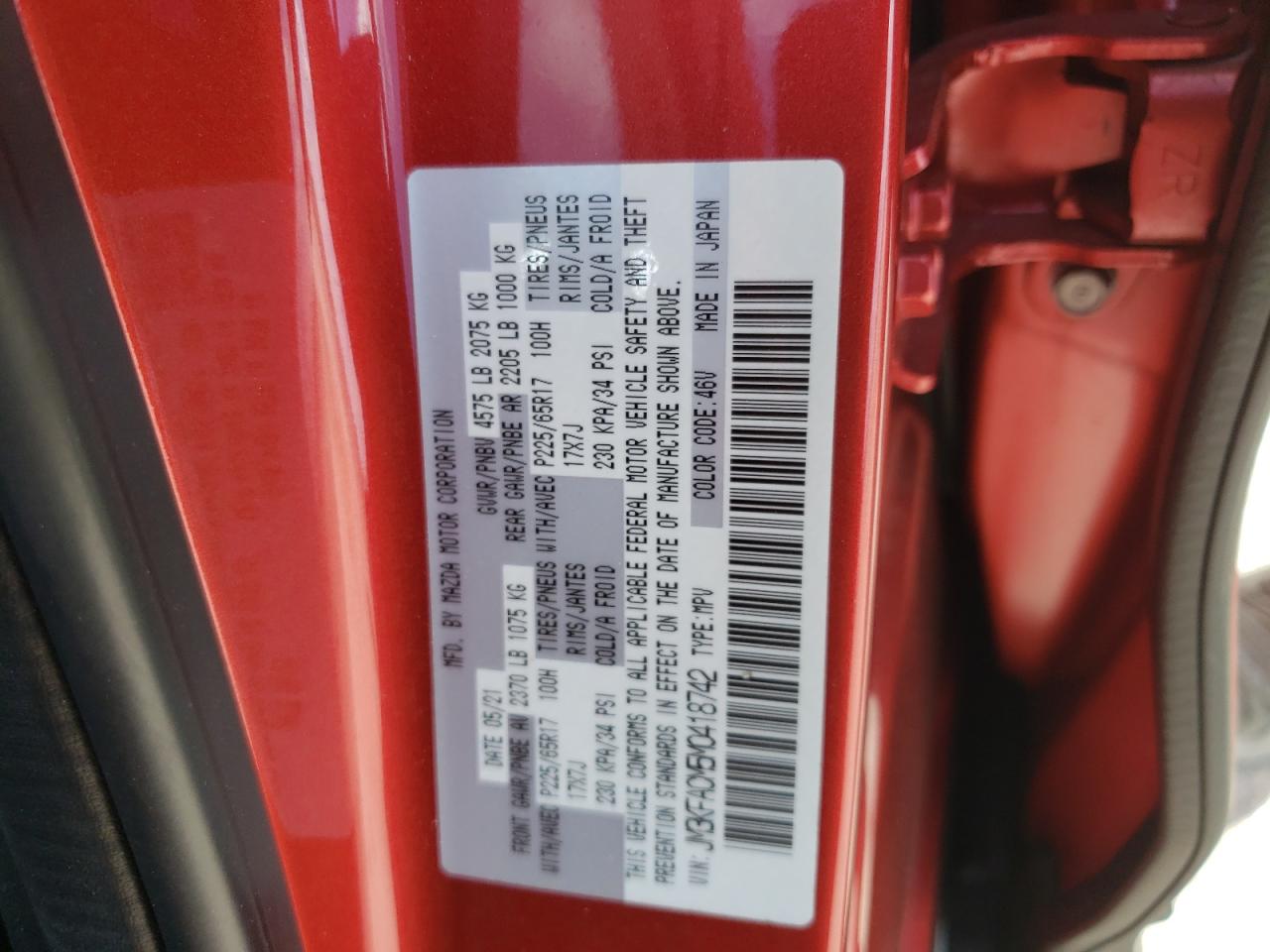 JM3KFACM5M0418742 2021 Mazda Cx-5 Touring