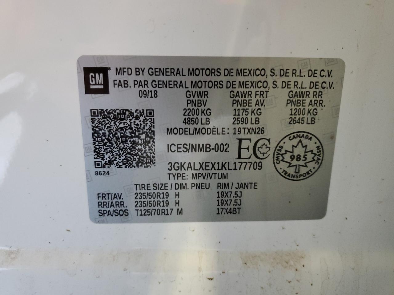 3GKALXEX1KL177709 2019 GMC Terrain Denali