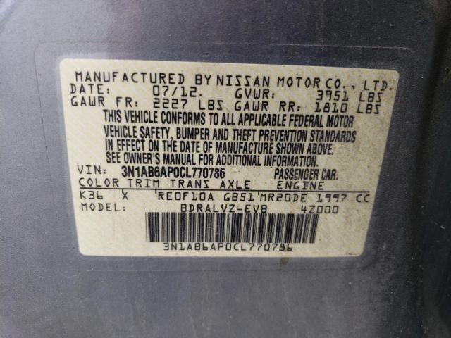 2012 Nissan Sentra 2.0 VIN: 3N1AB6AP0CL770786 Lot: 57394114