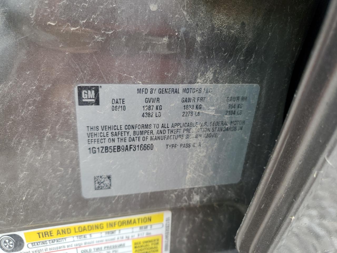 1G1ZB5EB9AF316660 2010 Chevrolet Malibu Ls