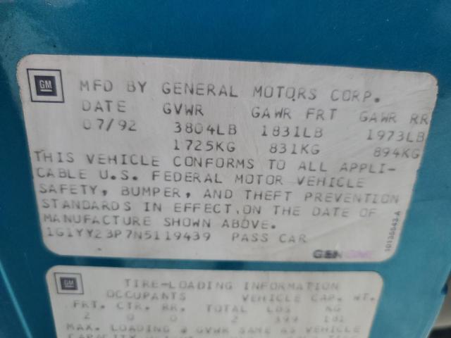 1992 Chevrolet Corvette VIN: 1G1YY23P7N5119439 Lot: 60665714