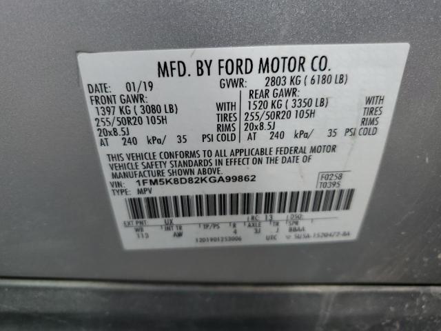 1FM5K8D82KGA99862 2019 FORD EXPLORER - Image 13