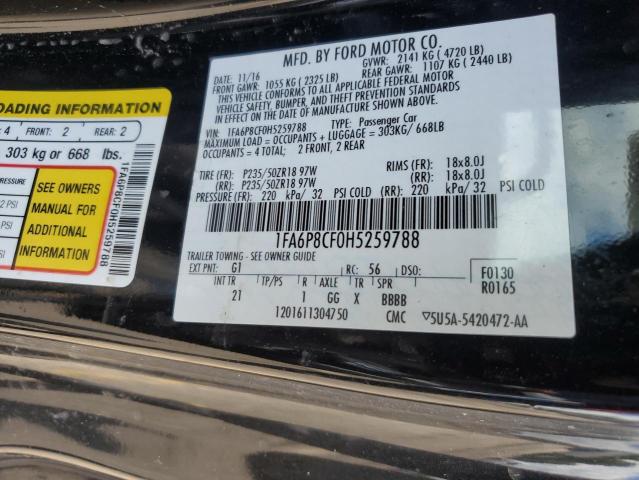 2017 Ford Mustang Gt VIN: 1FA6P8CF0H5259788 Lot: 60338444