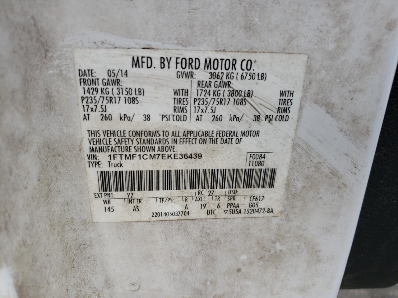 1FTMF1CM7EKE36439 2014 Ford F150