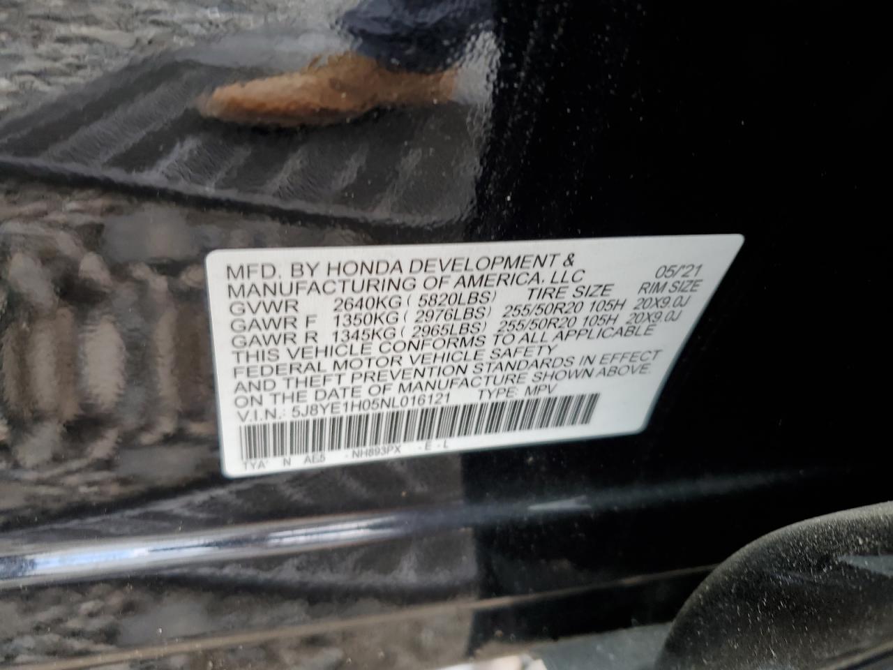 5J8YE1H05NL016121 2022 Acura Mdx A-Spec