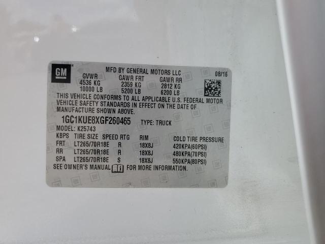 2016 Chevrolet Silverado K2500 Heavy Duty VIN: 1GC1KUE8XGF260465 Lot: 60310274