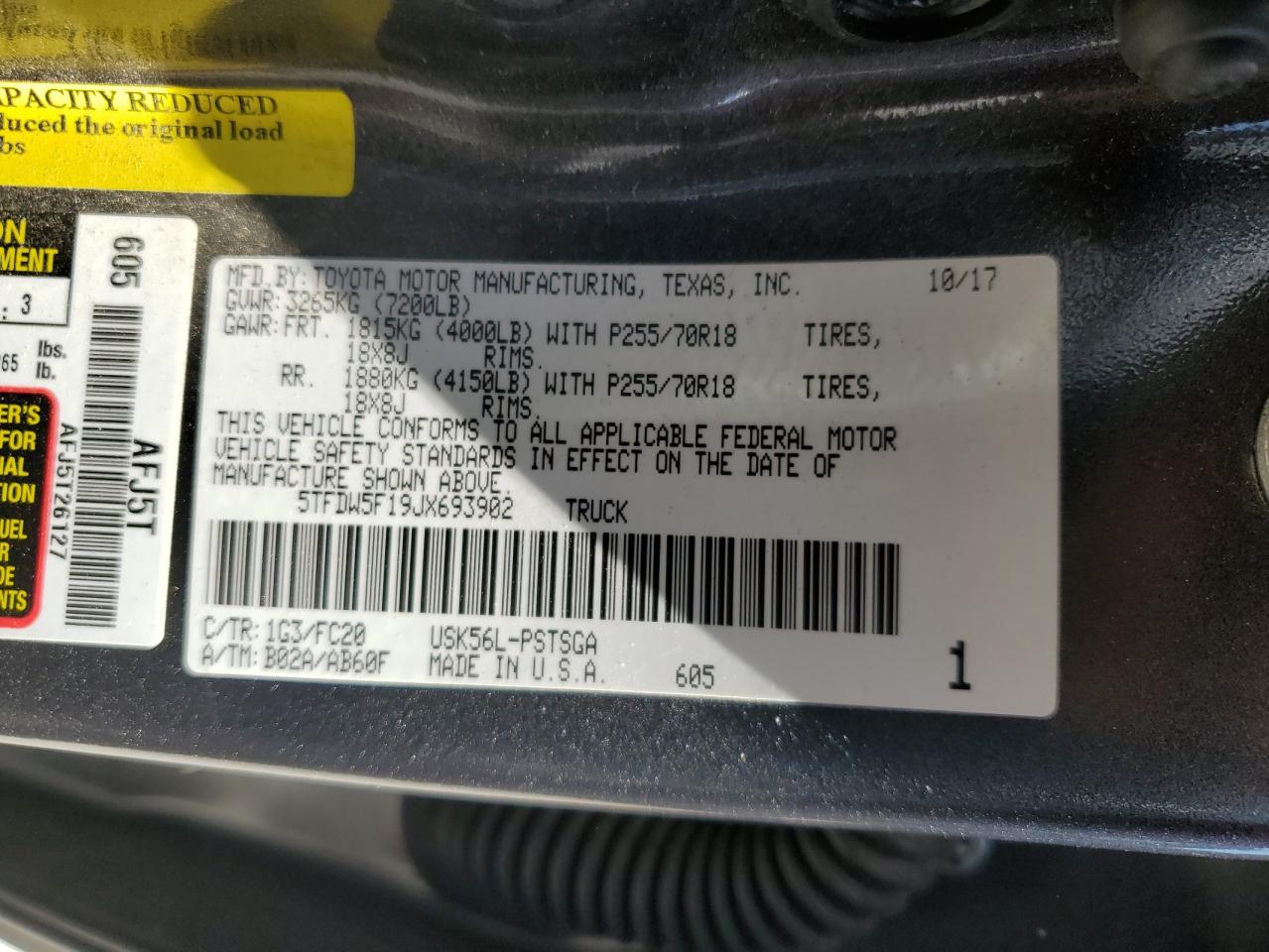 5TFDW5F19JX693902 2018 Toyota Tundra Crewmax Sr5