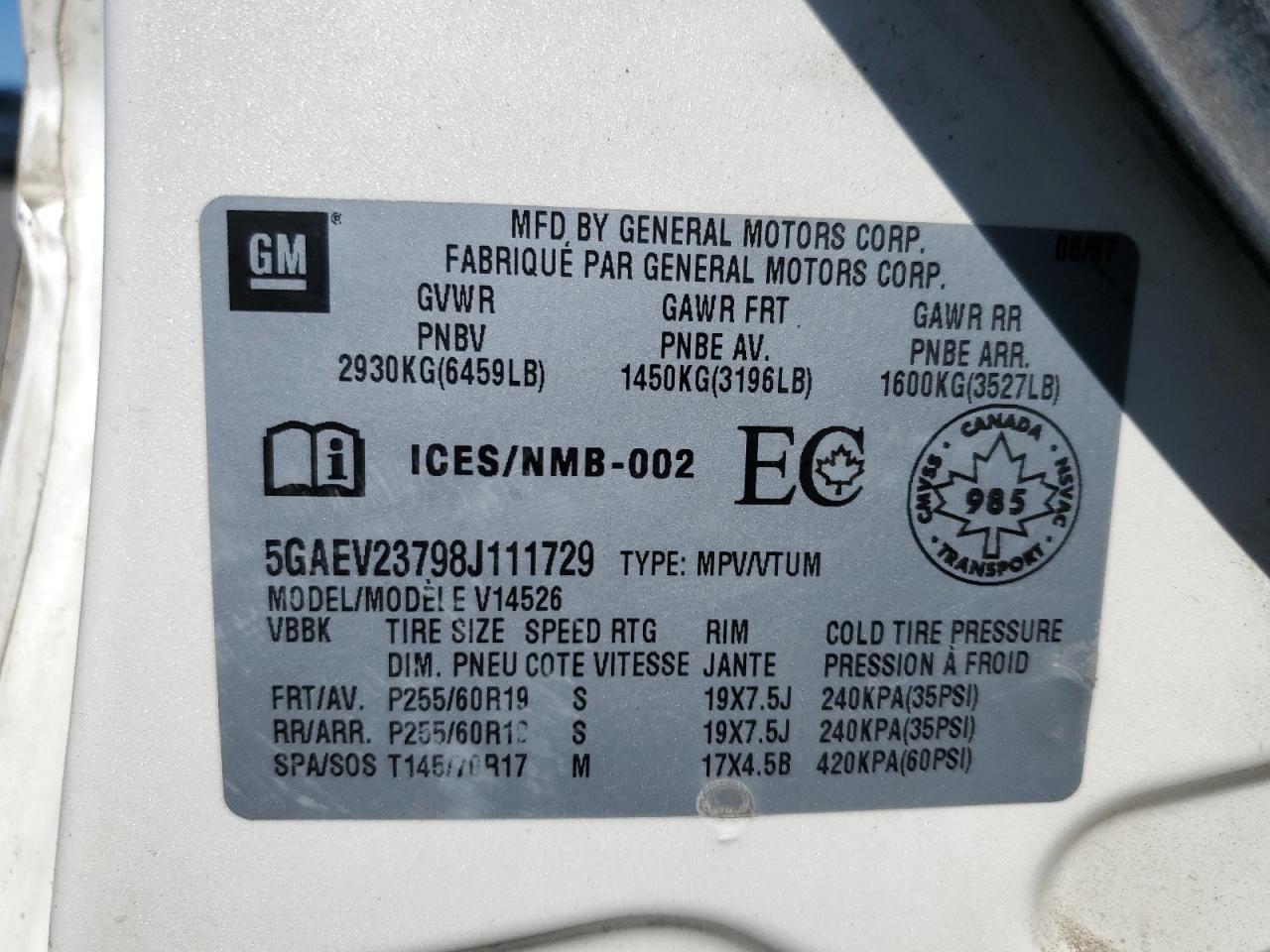 5GAEV23798J111729 2008 Buick Enclave Cxl