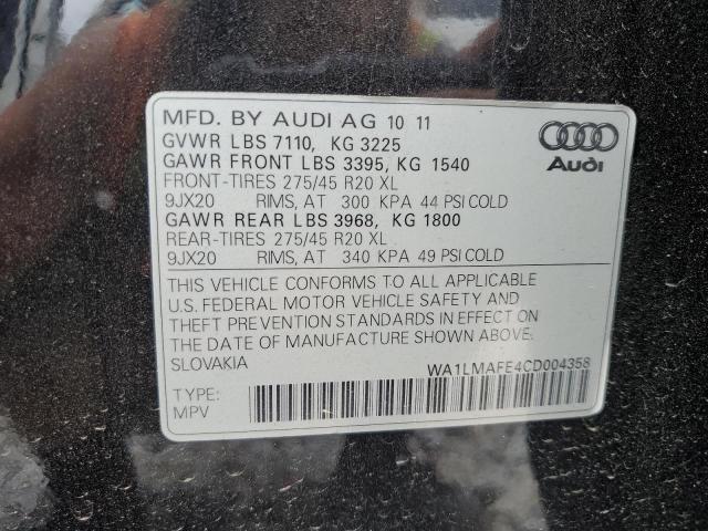 2012 Audi Q7 Premium Plus VIN: WA1LMAFE4CD004358 Lot: 56837984