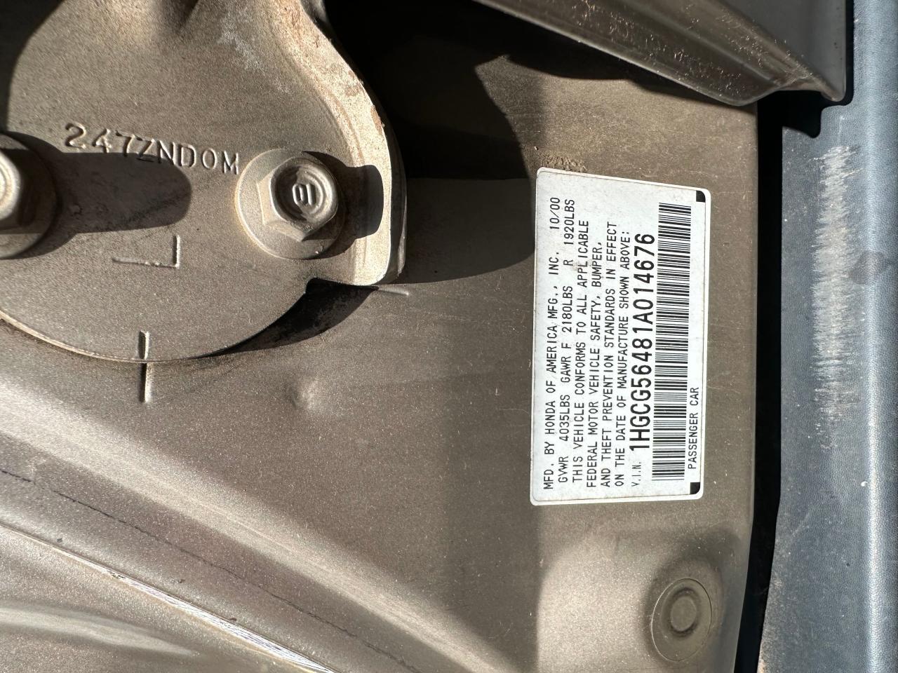 1HGCG56481A014676 2001 Honda Accord Lx