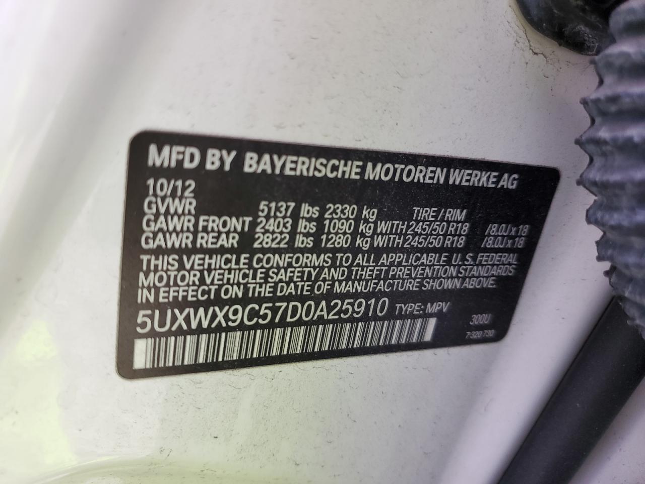 5UXWX9C57D0A25910 2013 BMW X3 xDrive28I