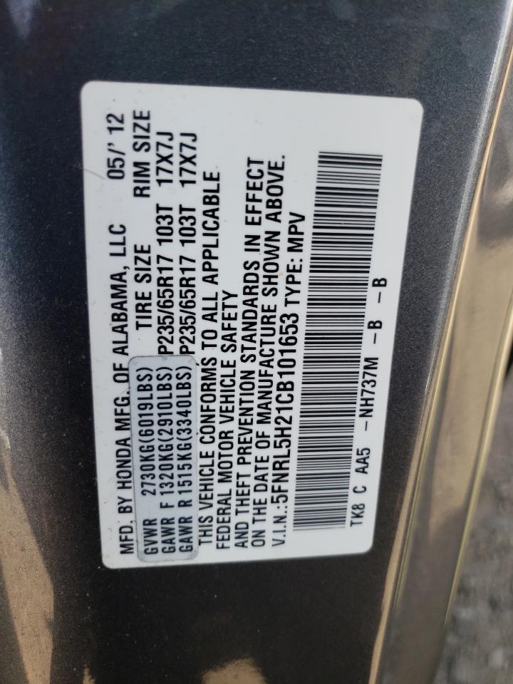 5FNRL5H21CB101653 2012 Honda Odyssey Lx