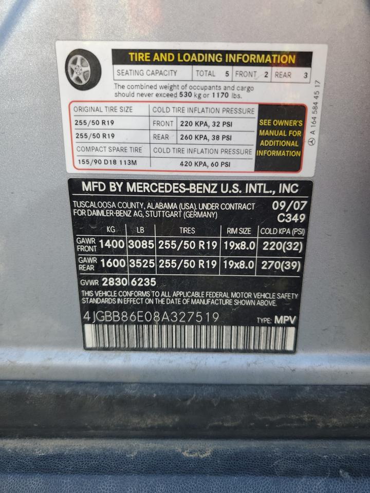 4JGBB86E08A327519 2008 Mercedes-Benz Ml 350