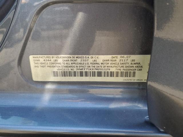 2007 Volkswagen Jetta Wolfsburg VIN: 3VWEF71KX7M201129 Lot: 58867854