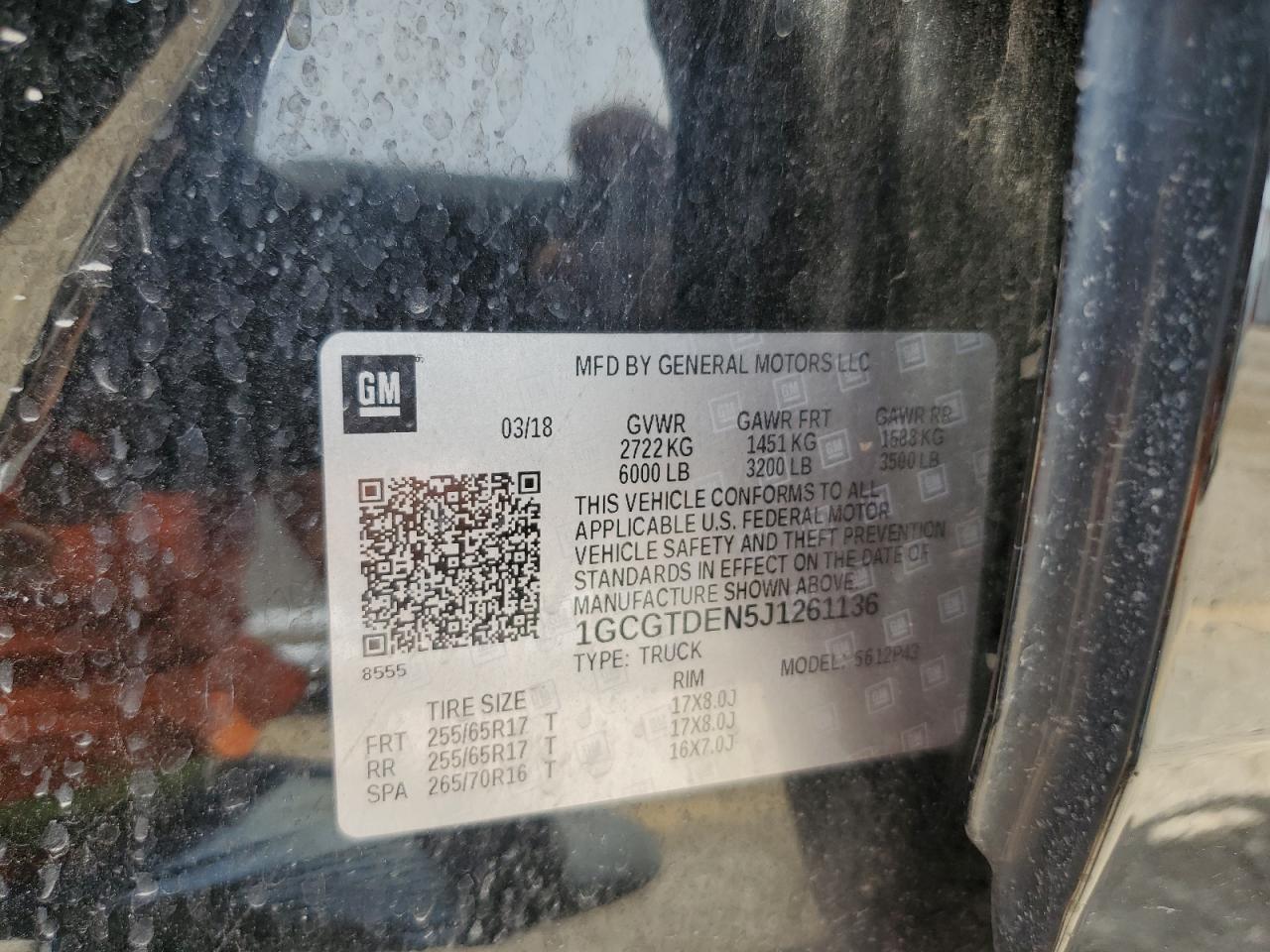 1GCGTDEN5J1261136 2018 Chevrolet Colorado Z71