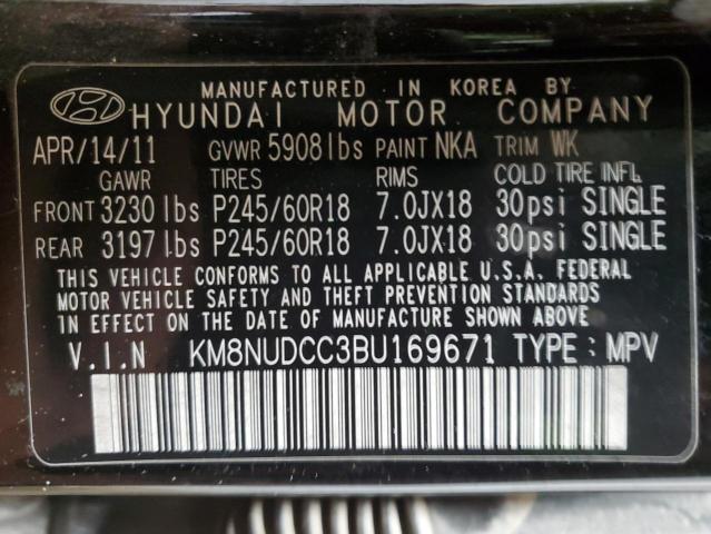 2011 Hyundai Veracruz Gls VIN: KM8NUDCC3BU169671 Lot: 59662494