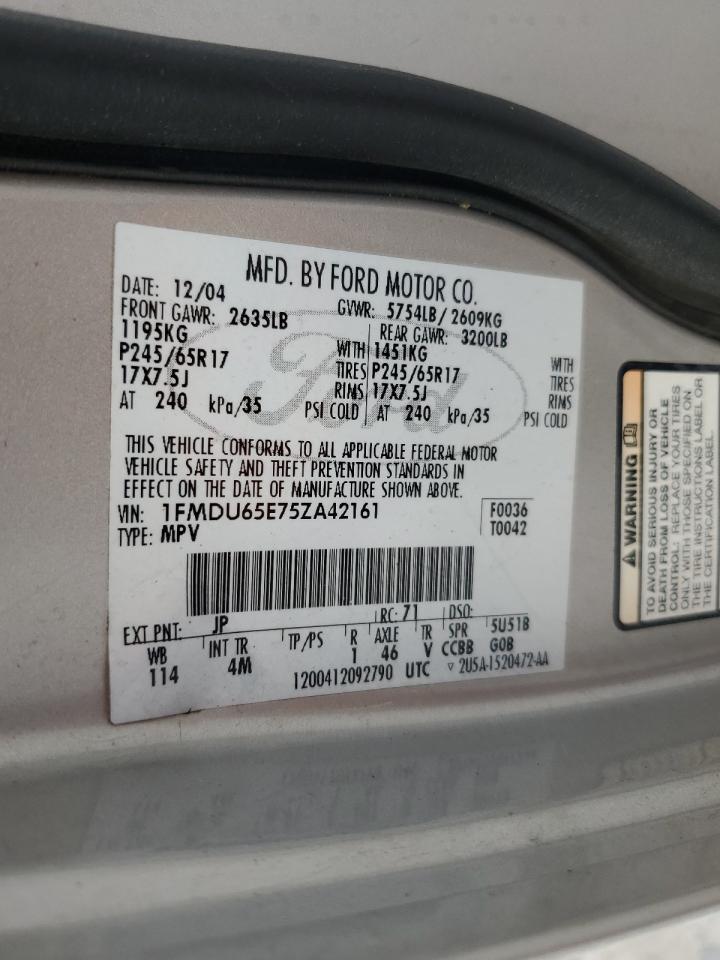 1FMDU65E75ZA42161 2005 Ford Explorer Limited