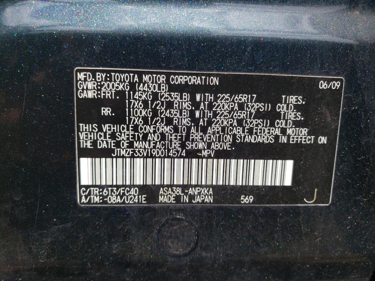 JTMZF33V19D014574 2009 Toyota Rav4
