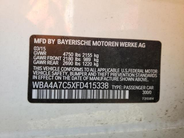 VIN WBA4A7C5XFD415338 2015 BMW 4 Series, 428 Xi Gra... no.12