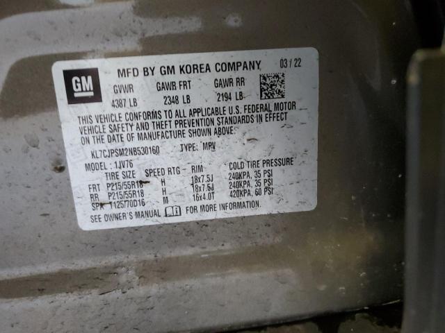 2022 Chevrolet Trax 1Lt VIN: KL7CJPSM2NB530160 Lot: 57449274