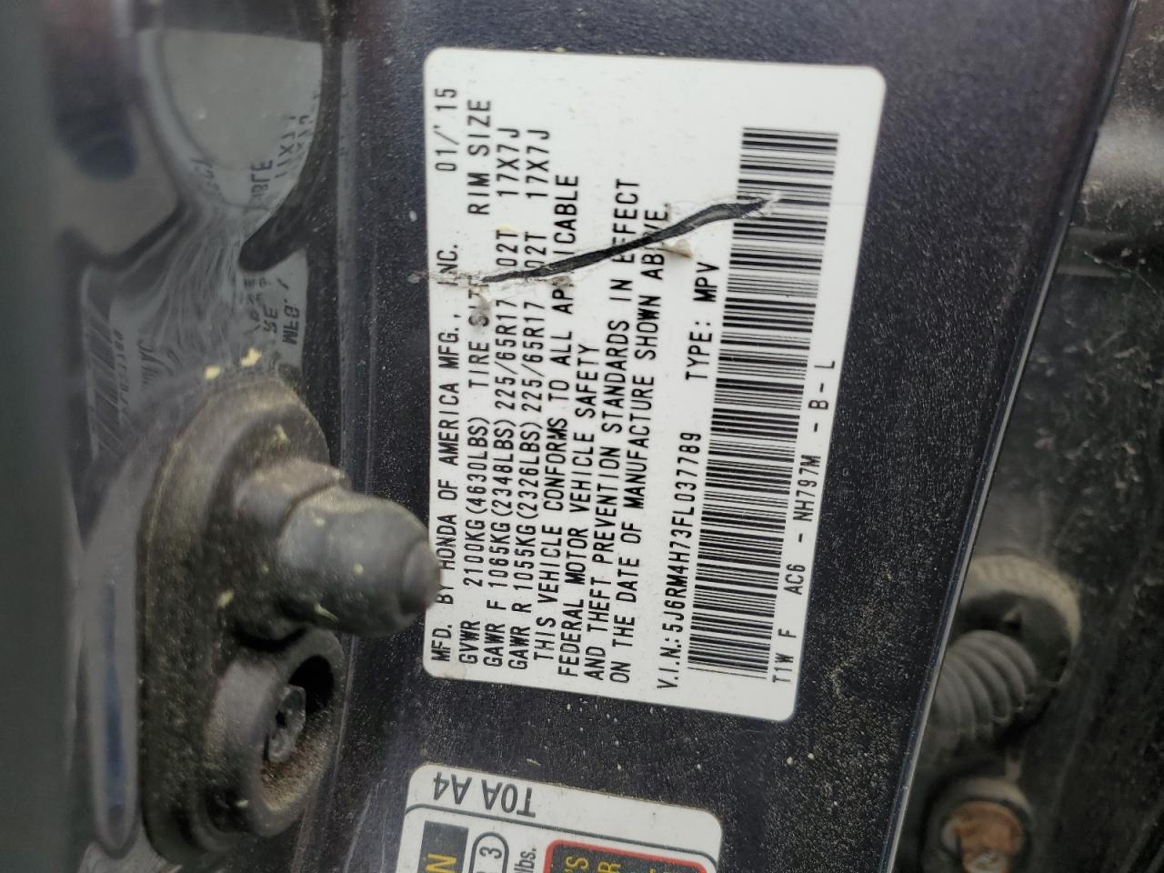 5J6RM4H73FL037789 2015 Honda Cr-V Exl