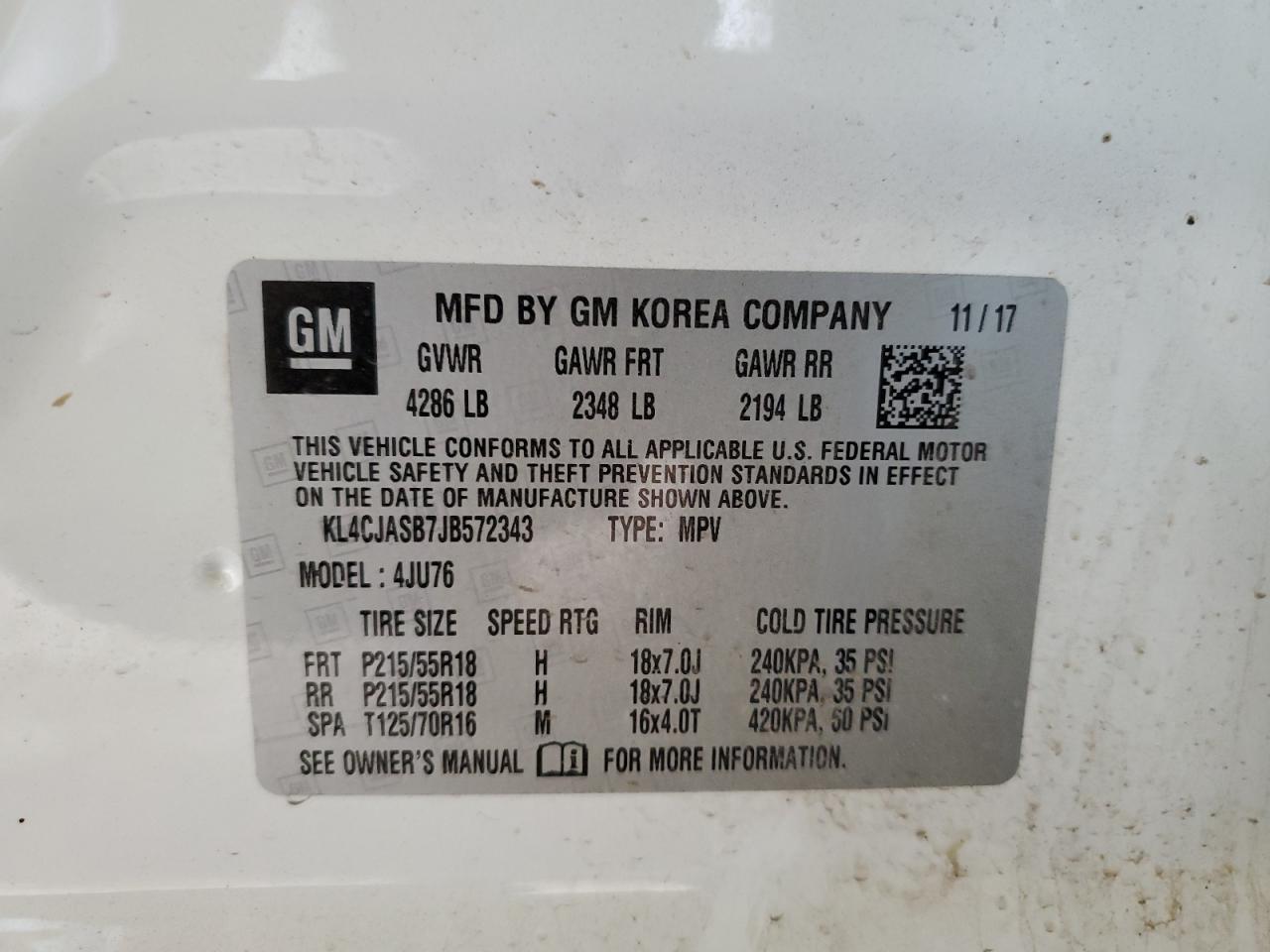 KL4CJASB7JB572343 2018 Buick Encore Preferred