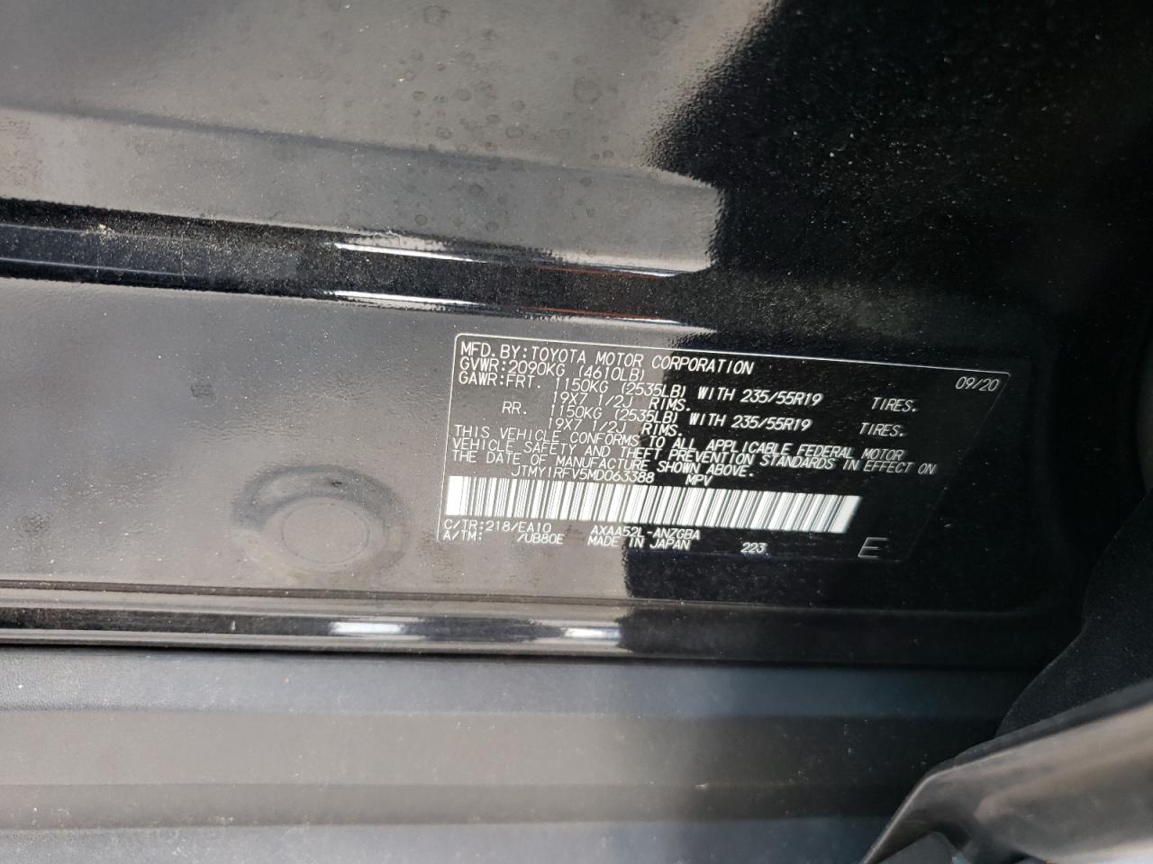 JTMY1RFV5MD063388 2021 Toyota Rav4 Limited