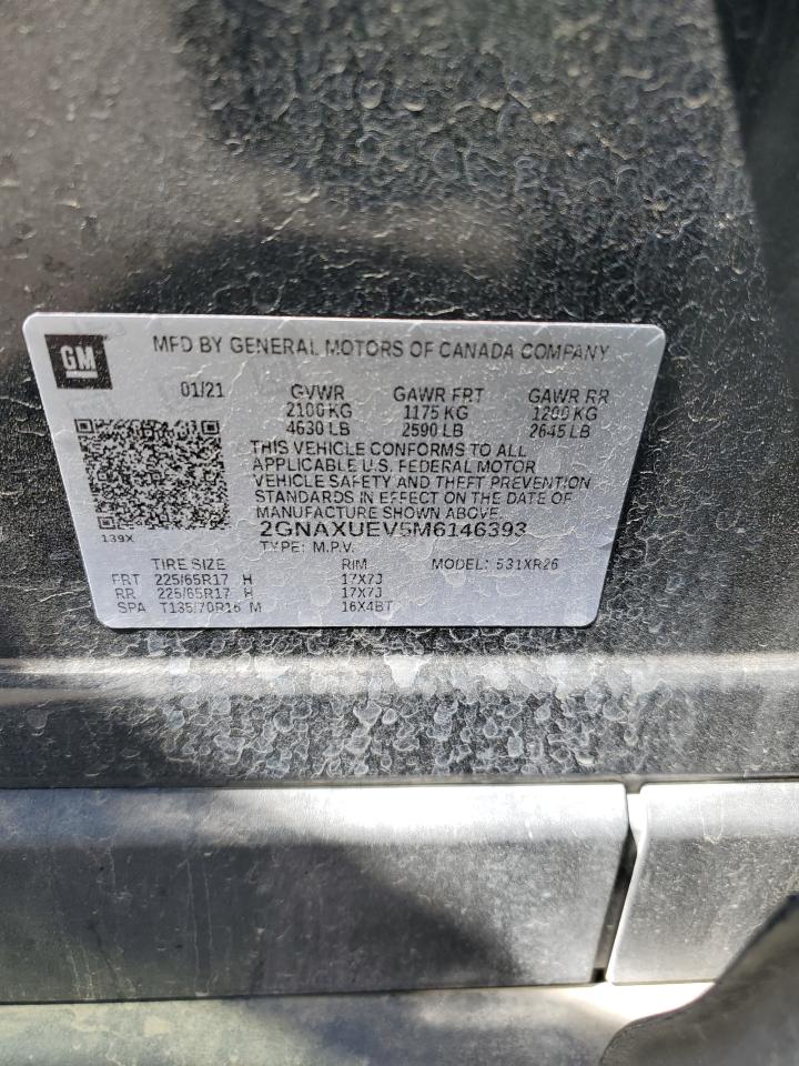 2GNAXUEV5M6146393 2021 Chevrolet Equinox Lt