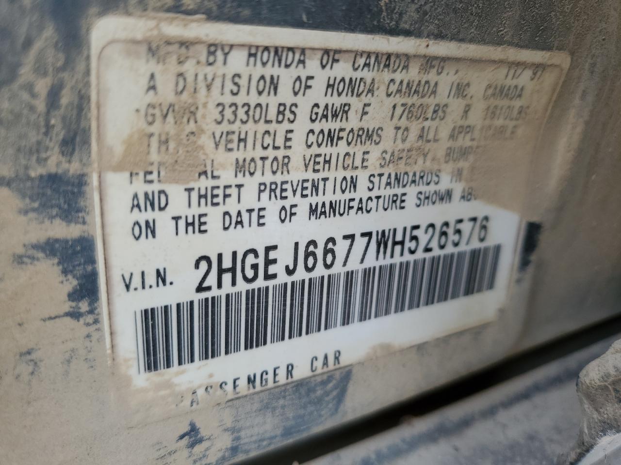 2HGEJ6677WH526576 1998 Honda Civic Lx