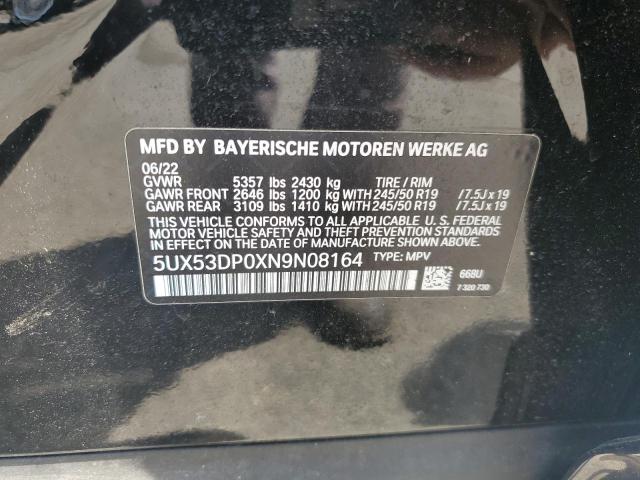 2022 BMW X3 xDrive30I VIN: 5UX53DP0XN9N08164 Lot: 59251484
