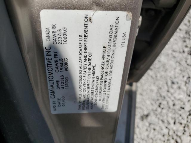 2003 Chevrolet Tracker Lt VIN: 2CNBJ634036927952 Lot: 60204084